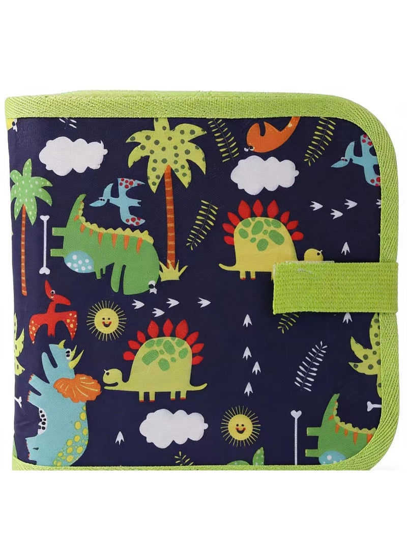 دايتويز كتاب رسم للأطفال بنمط الديناصورات قابل للمسح - لوحة رسم قابلة لإعادة الاستخدام مكونة من 10 صفحات مع 6 أقلام ألوان مائية ومناديل مبللة. - Image 1